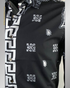 Modern fit Rhinestones Fashion shirt R1712 BLK