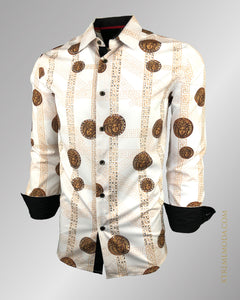 Modern fit Rhinestones Fashion shirt R1711 White