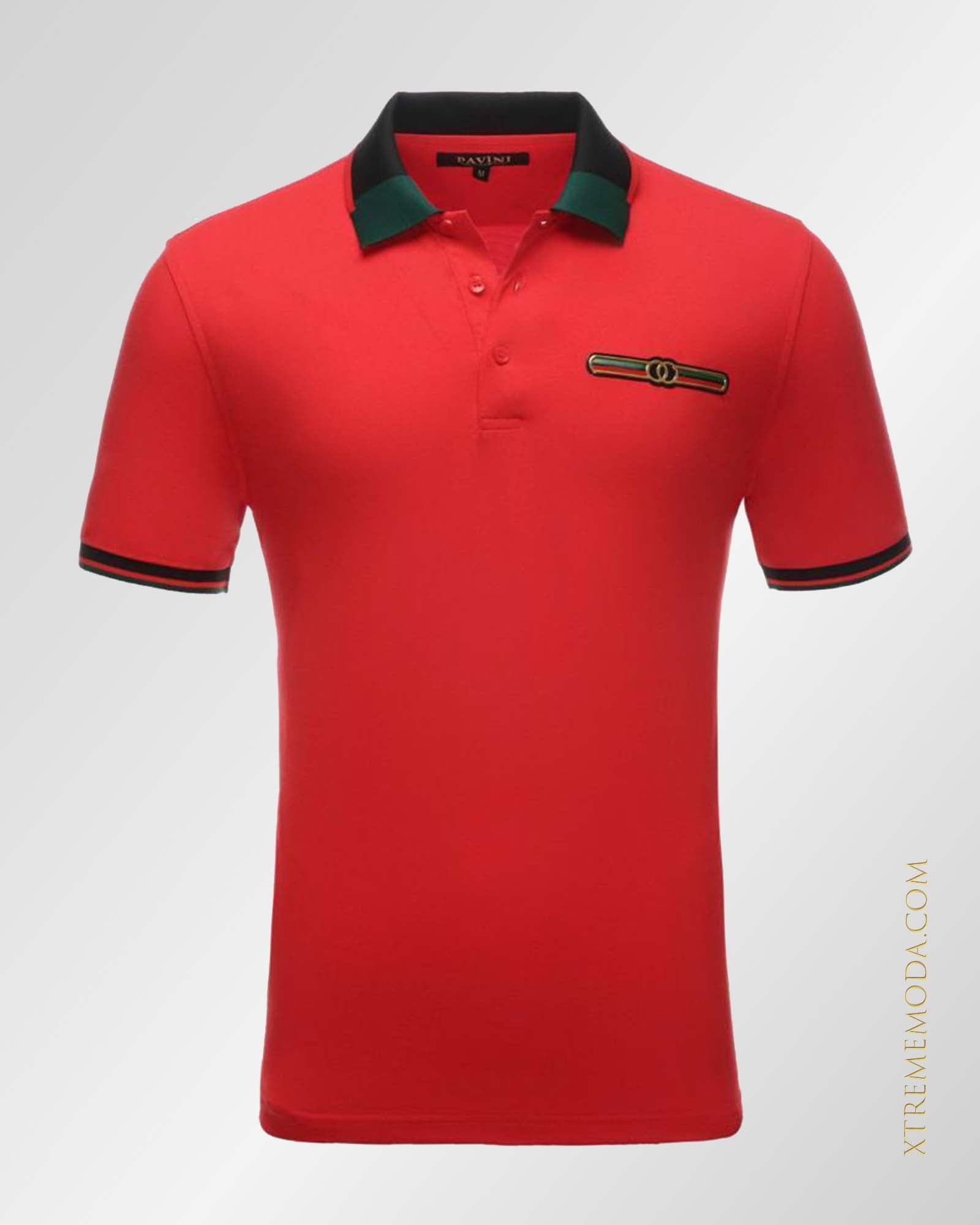 slim fit  double 0 design polo shirt Red