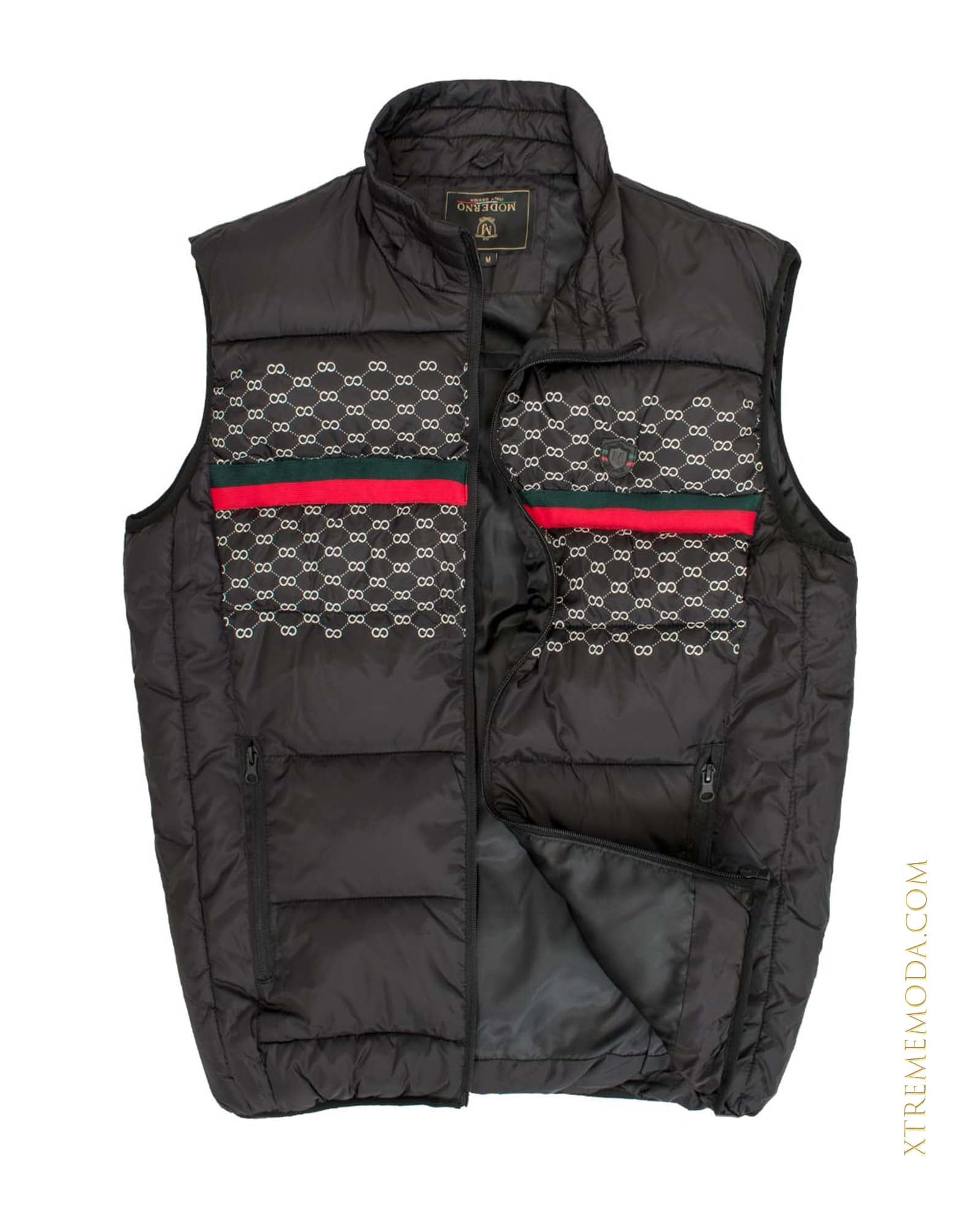 Modern fit quilted zip Vest Black