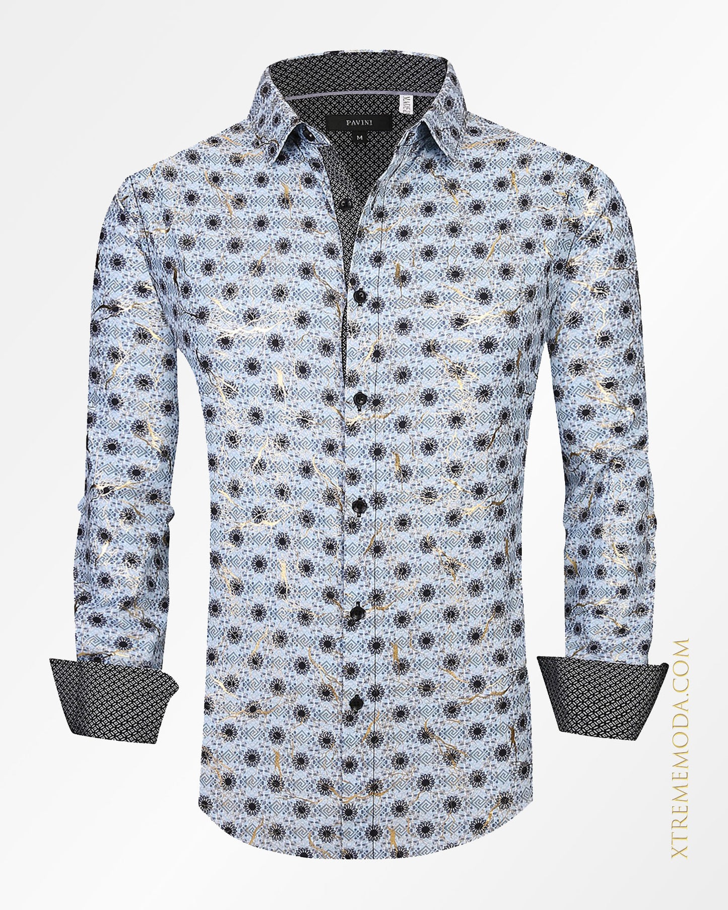 Regular fit Foil details shirt LS020-002/07  Blue