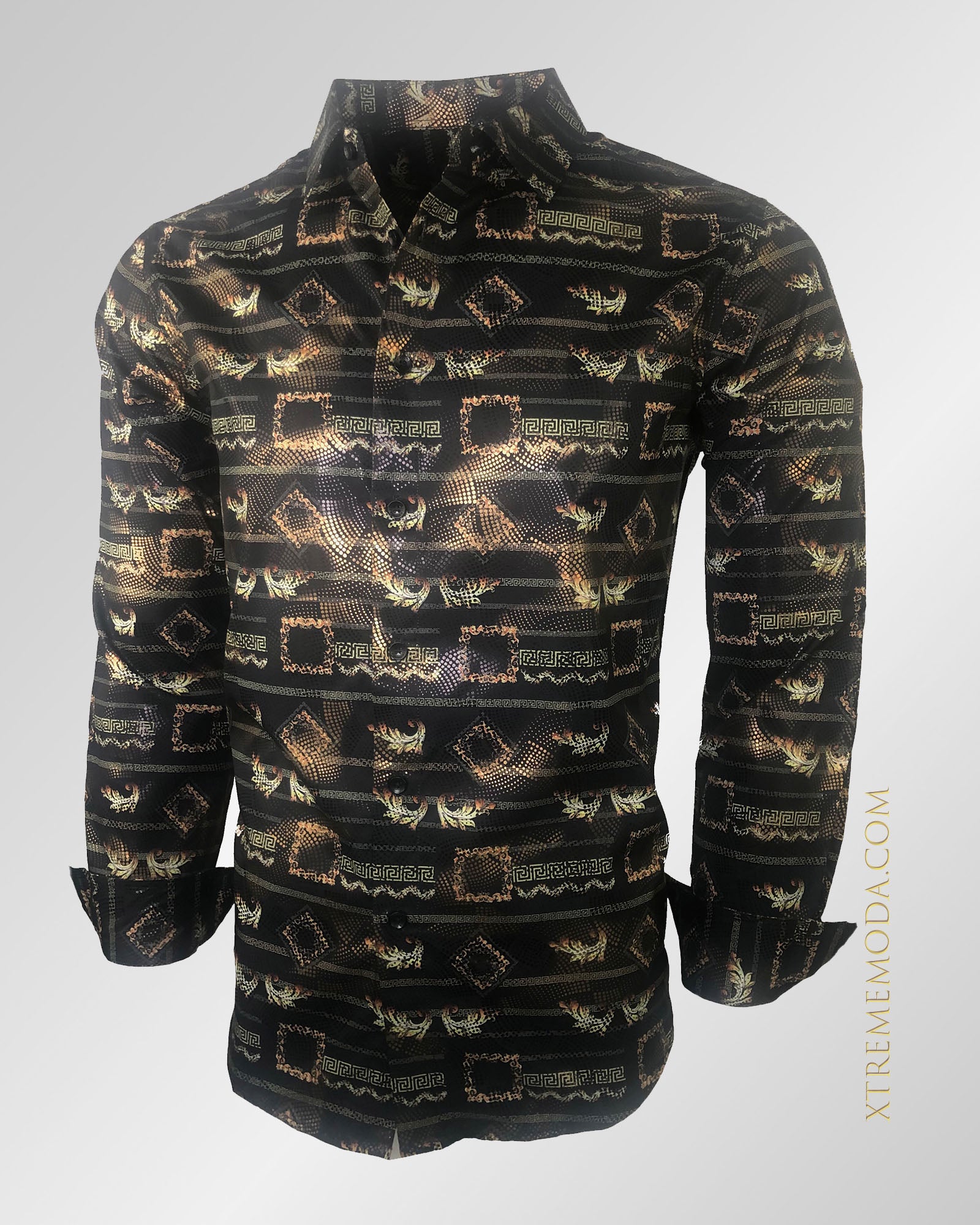 Regular fit Pavini shirt 020-001-12 BLK/GLD