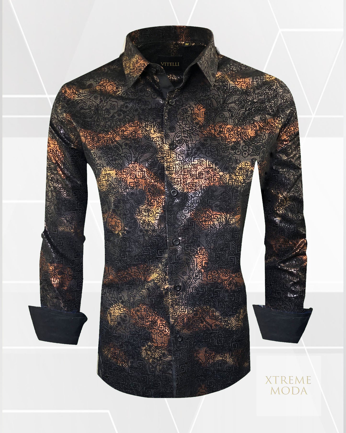 Vitelli regular fit fashion shirt Blk/gld