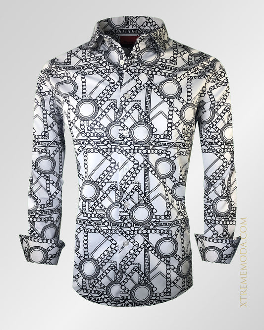 Slim fit  shirt chain design White