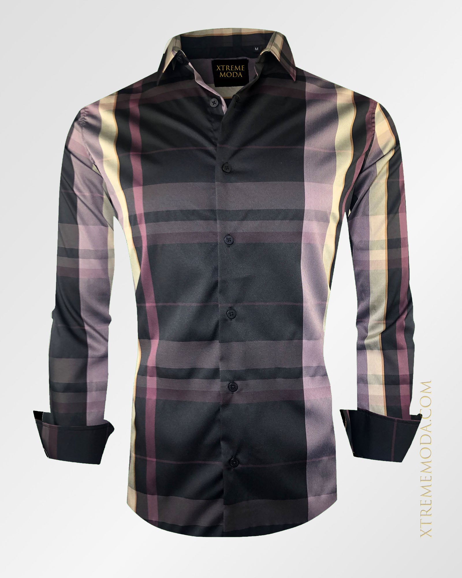Slim fit plaid fashion shirt Blk
