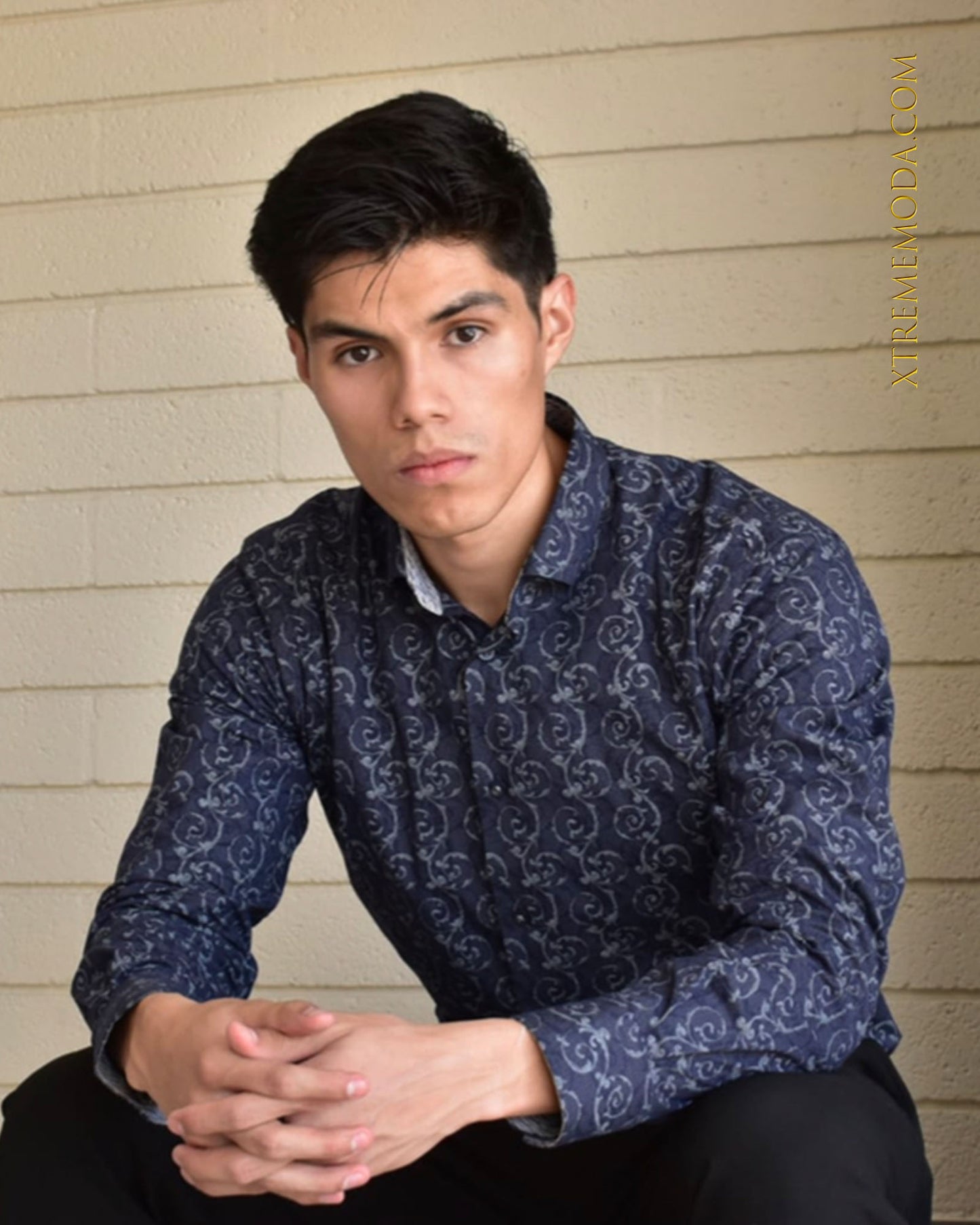 Slim fit stretch dress shirt Navy