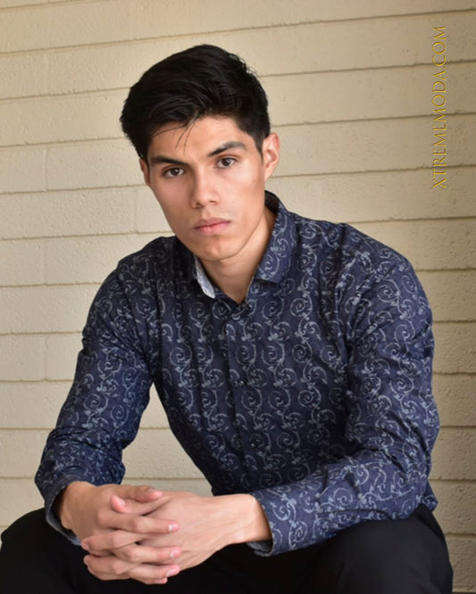 Slim fit stretch dress shirt Navy