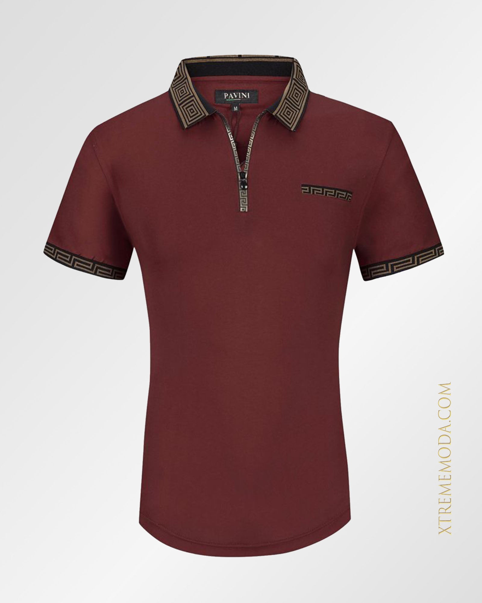 Zip fashion greek details polo shirt Burgundy
