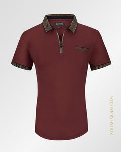 Zip fashion greek details polo shirt Burgundy