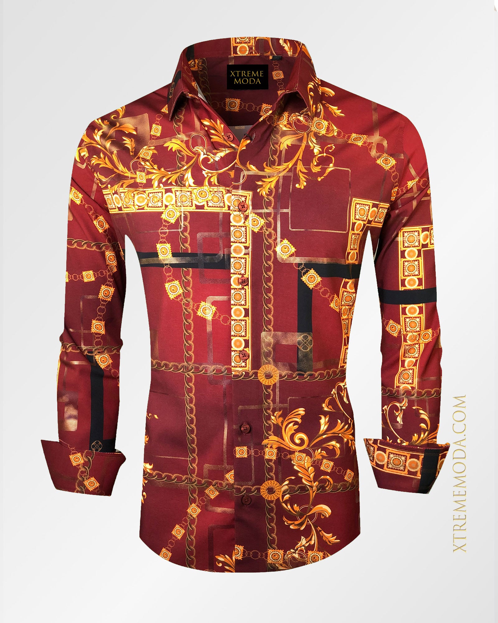 Slim fit Fashion print shirt Burgundy