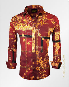 Slim fit Fashion print shirt Burgundy