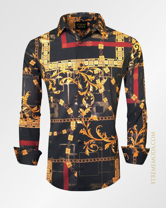 Slim fit Fashion print shirt Black