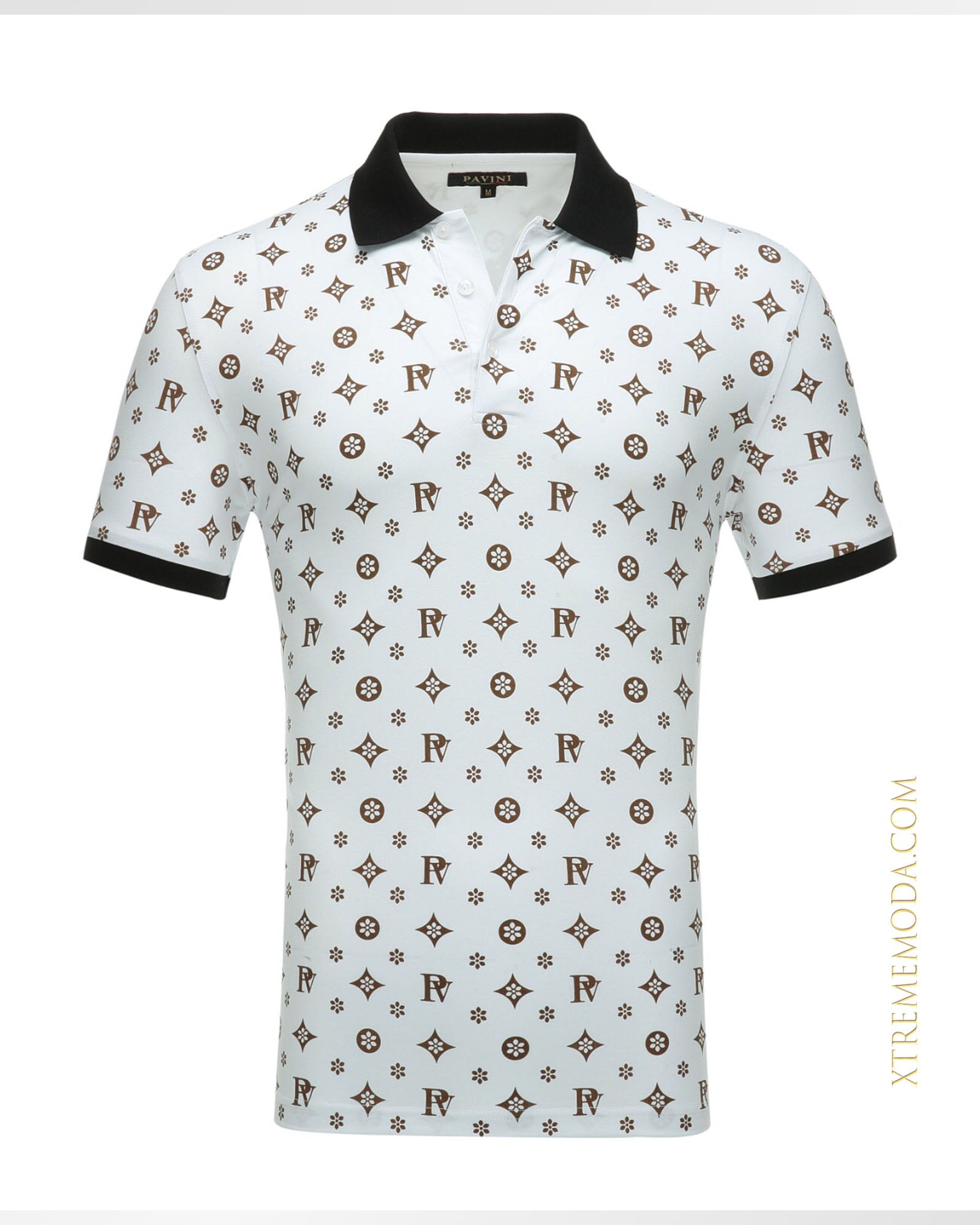 Multi PV logo fashion polo shirt Wht/Brw