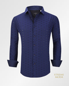 Regular fit fashion print shirt blue