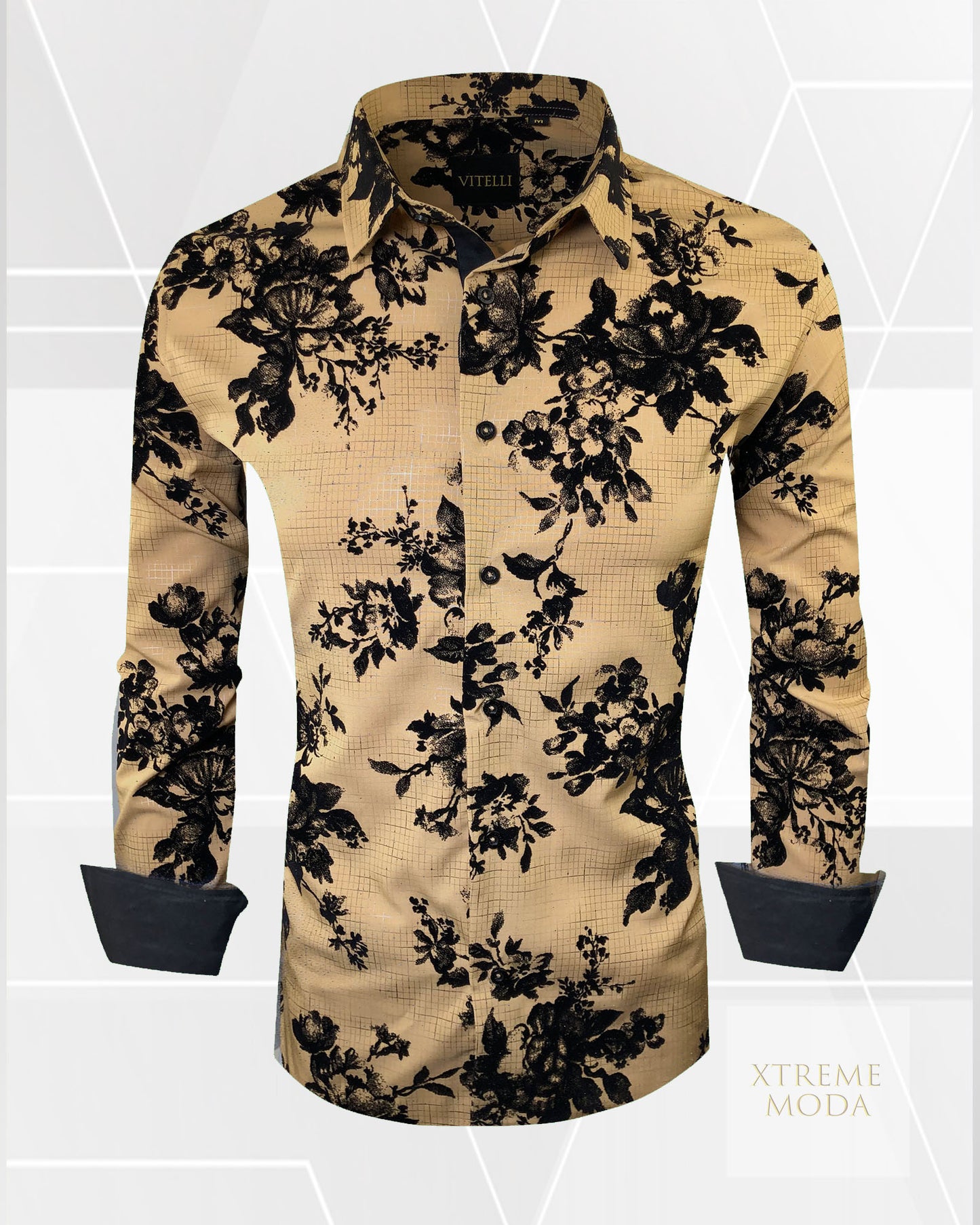 Vitelli regular fit fashion shirt Camel