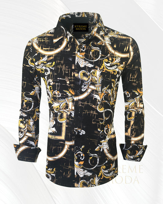Slim fit Fashion print shirt Black