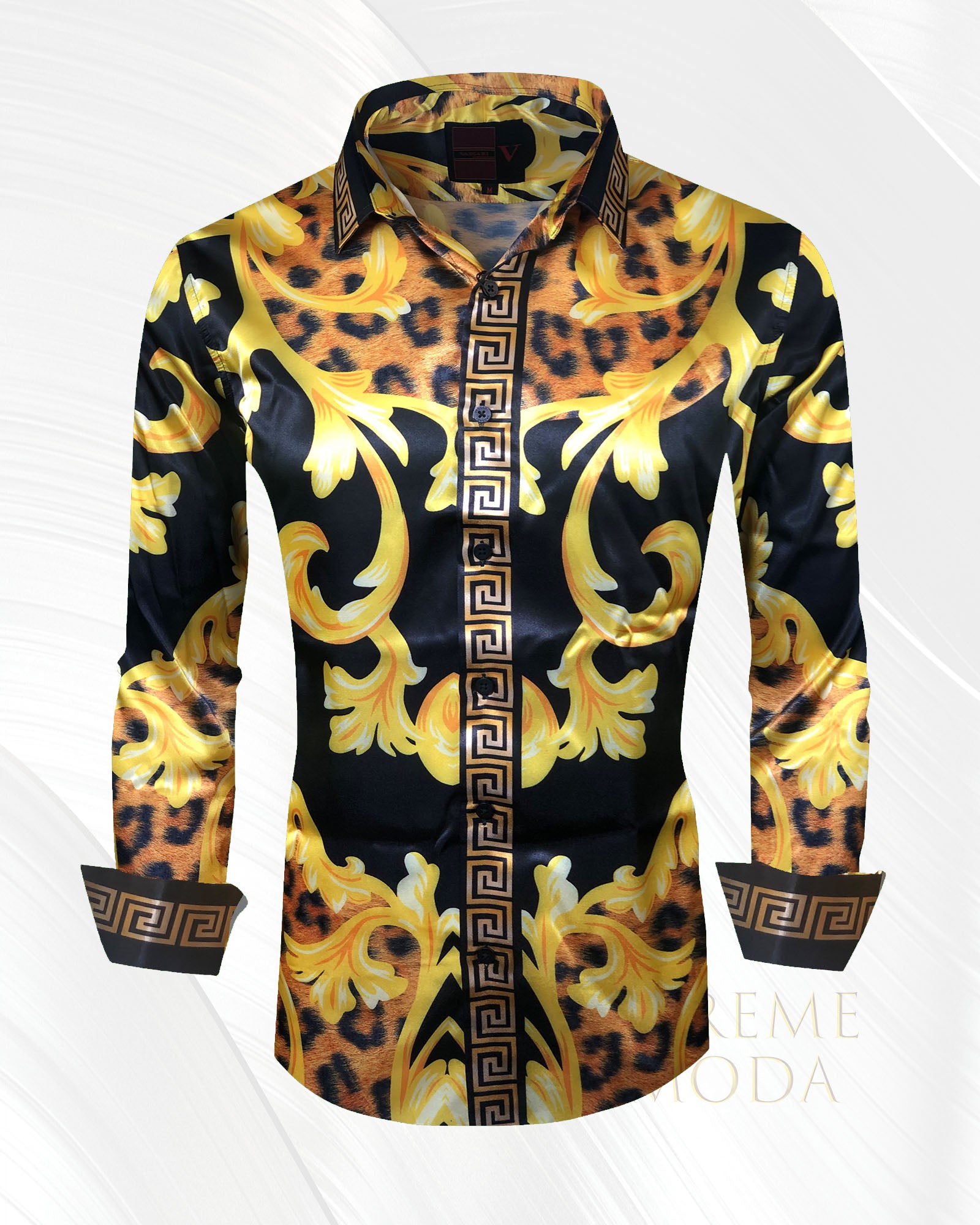 Slim fit Fashion print shirt Black/gold