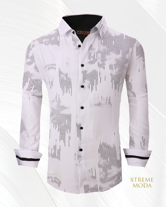 Regular fit fashion print shirt white