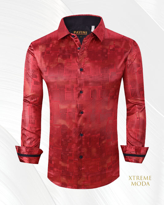 Regular fit fashion print shirt Red