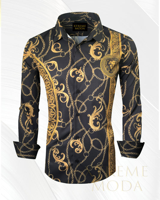 Slim fit stones fashion shirt Black