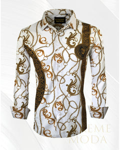 Slim fit stones fashion shirt White