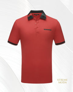 Stones pocket Fashion polo shirt Red