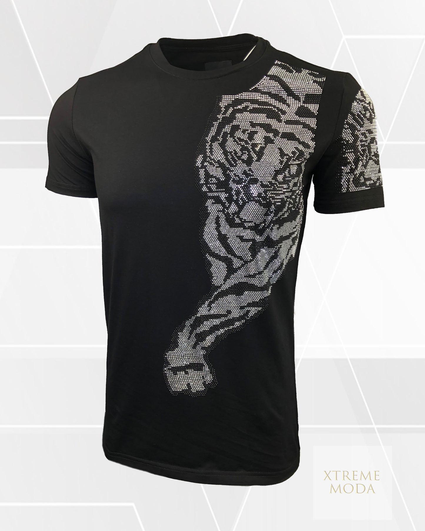 Tiger rhinestones tee black