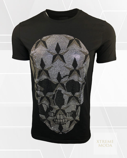 Skull rhinestones tee Blk