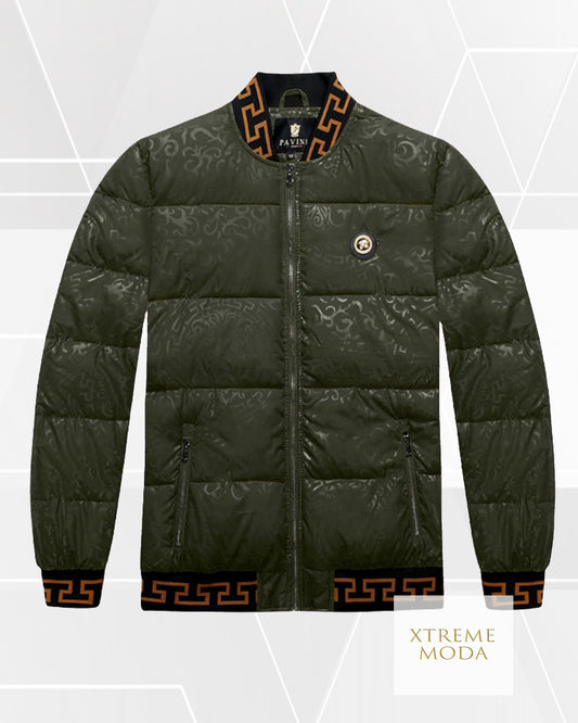 Greek design puffer jacket green