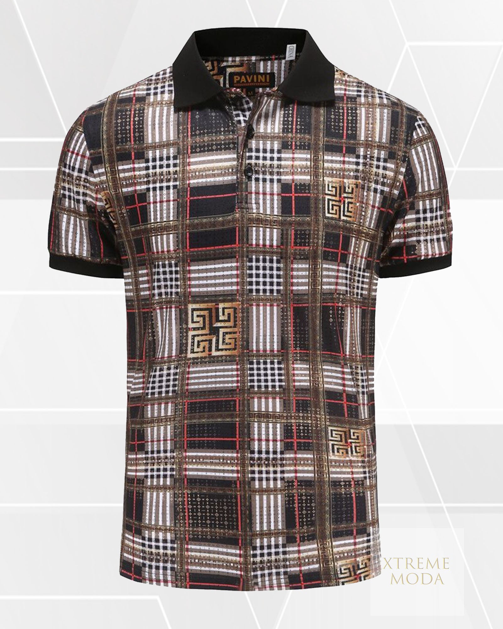 Fashion greek design polo shirt Blk