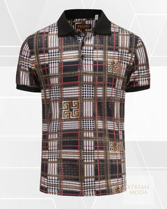 Fashion greek design polo shirt Blk