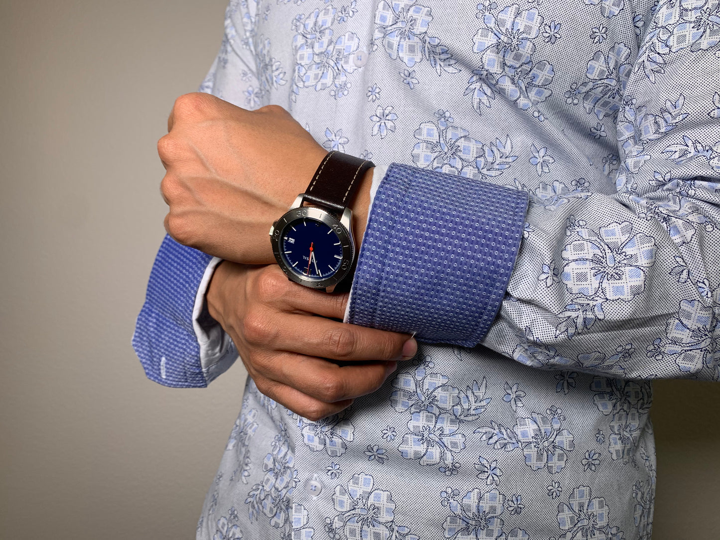 slim fit stretch floral dress shirt 1002 wht