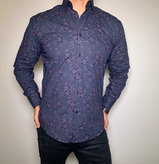 slim fit stretch dress shirt 1002 navy