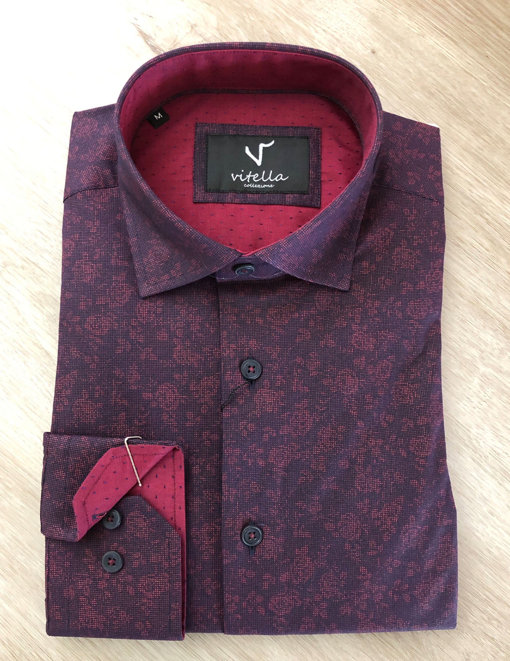 slim fit stretch dress shirt vt 1001 burg.