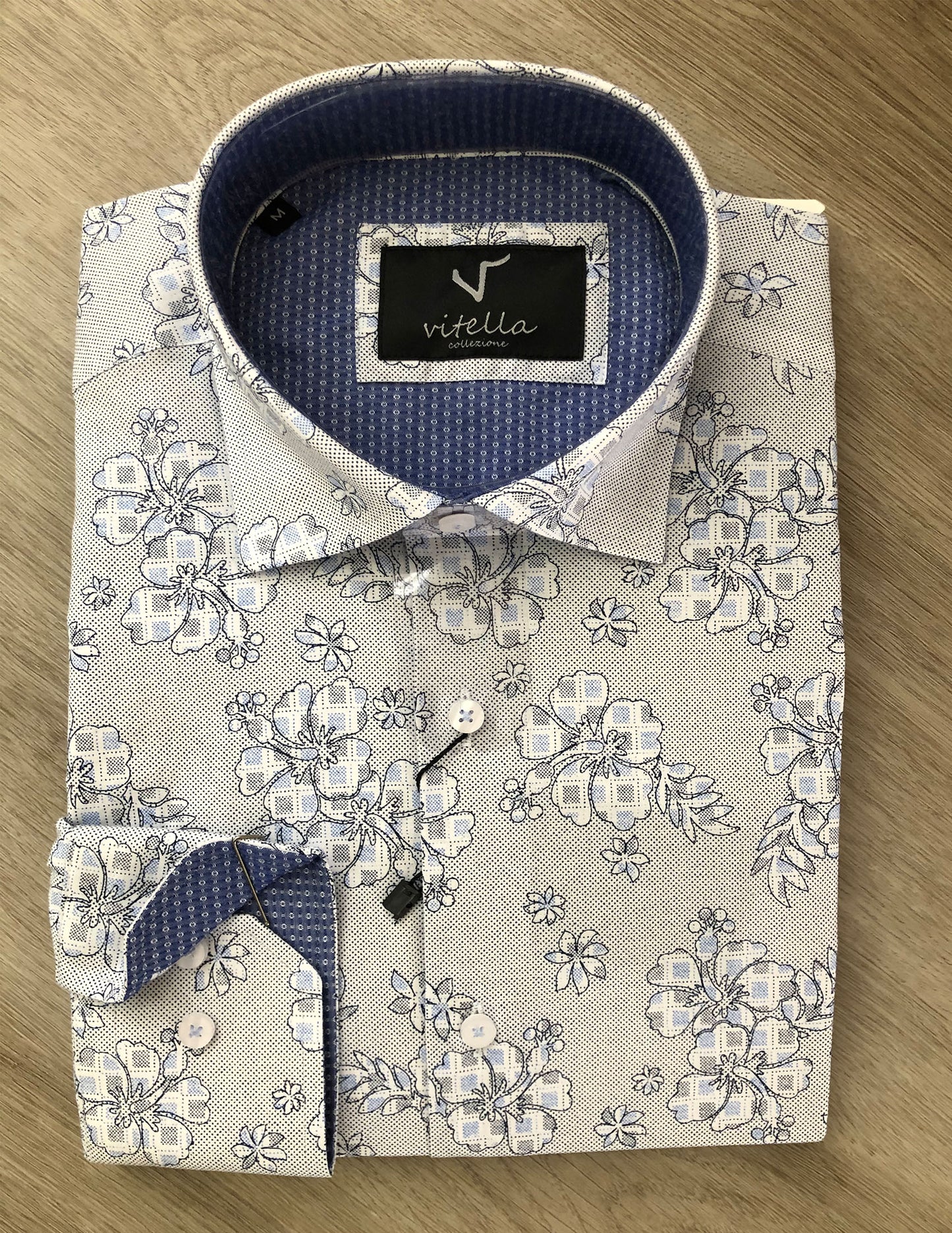 slim fit stretch floral dress shirt 1002 wht